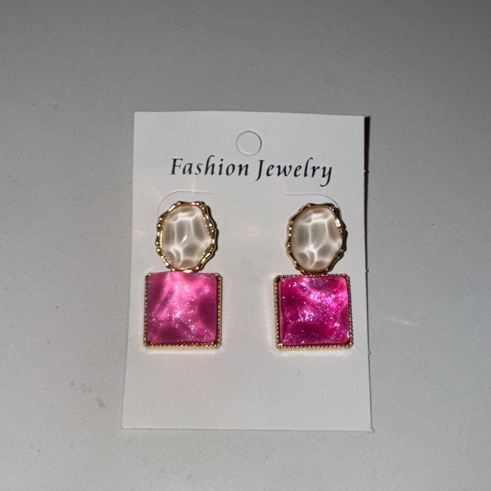 Pink and Gold Fashion Jewelry Earrings